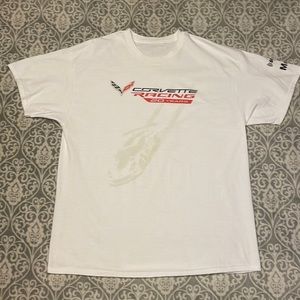 White Short Sleeve Tee with Red Graphic